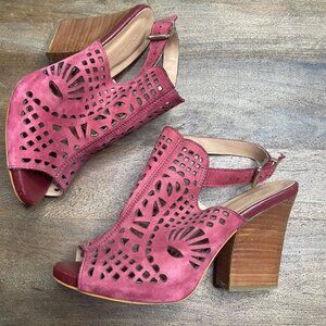 Anthropologie Klub Nico Filifera Slingback Heels Size 9‎ Brazil Stacked Heel